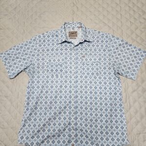 Rafter C Western Shirt Mens 2XLT White Blue Geometric Button Down Pocket Cowboy